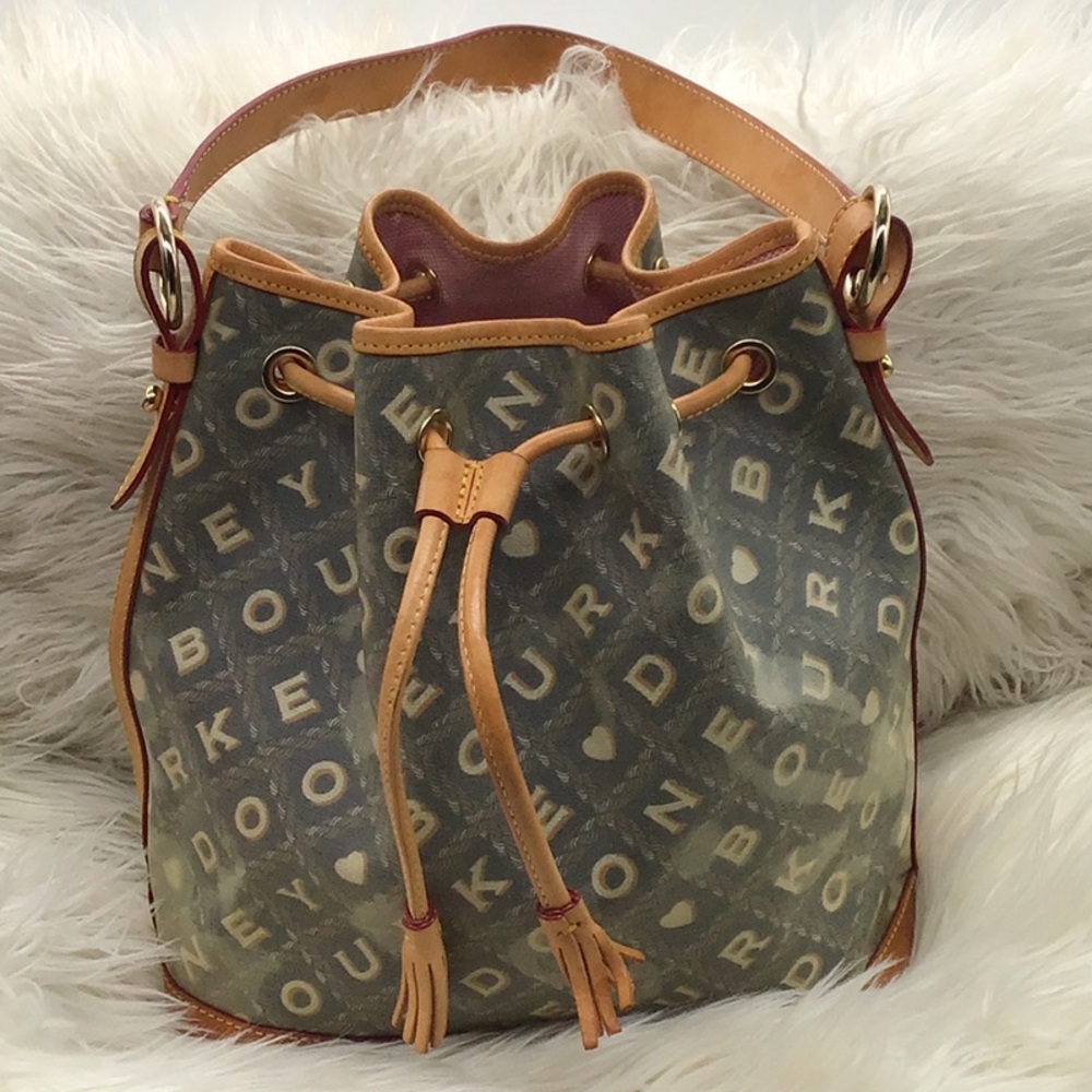 Dooney & Bourke Signature Print Coated Canvas Bucket Shoulder Bag